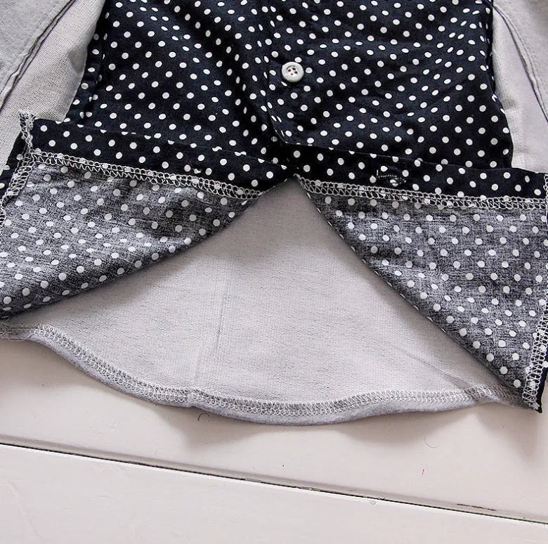 Blue kids casual sport suit two-piece set with short sleeves and elastic waist trousers
