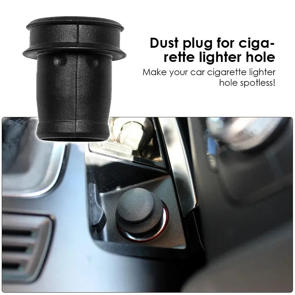 Black PVC car cigarette lighter dust plug showing 33cm length and 2cm diameter for 12V socket protection