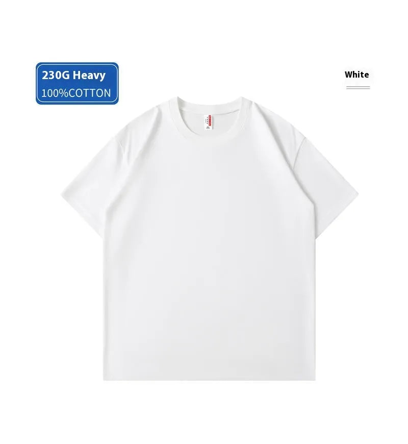 Heavy cotton loose fit T-shirt in a solid colour with short sleeves.