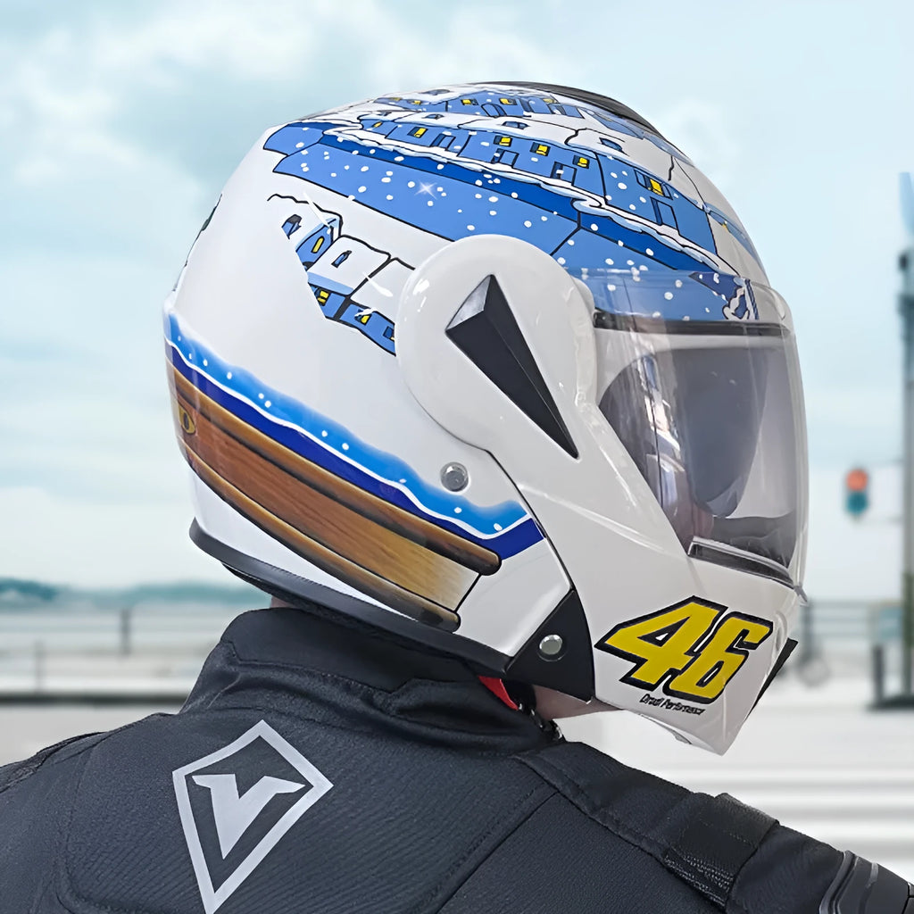 Winter motorcycle helmet ABS shell for men and women commuting blue black white red matte available sizes M 2XL