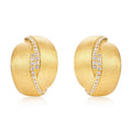 Frosted brushed geometric ear studs in 925 silver with 10k gold swimming paint finish, gold colour, pair of women's earrings