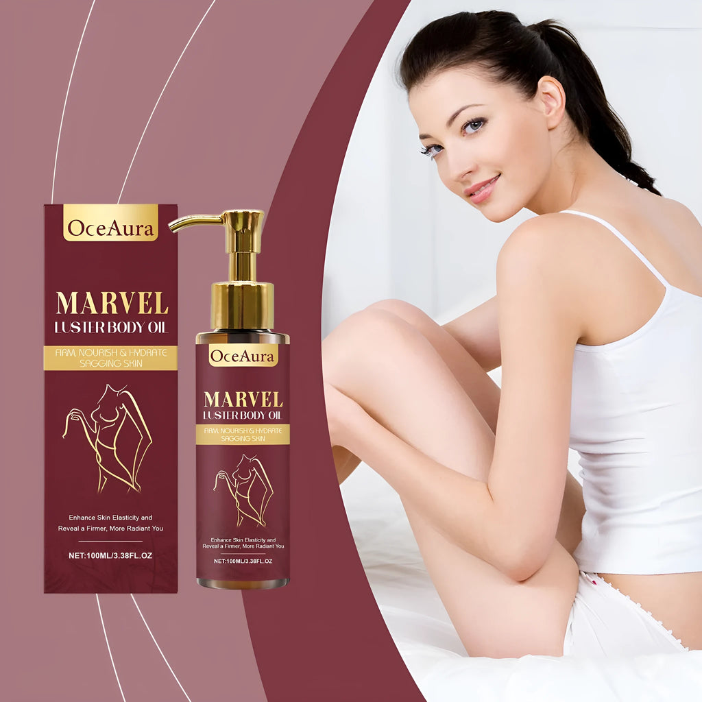 A 100ml bottle of Gloss Care Body Massage Oil with a dropper, placed on a neutral background.