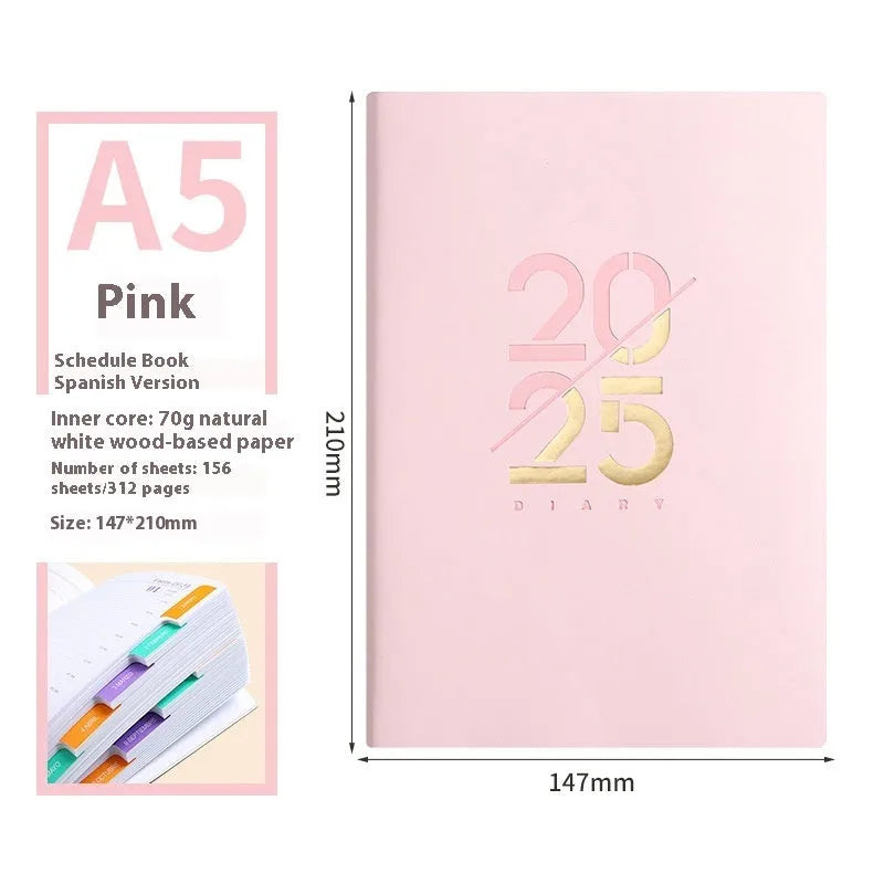 Soft faux leather A5 daily plan schedule book with 150 sheets of Dorian paper in multiple colours
