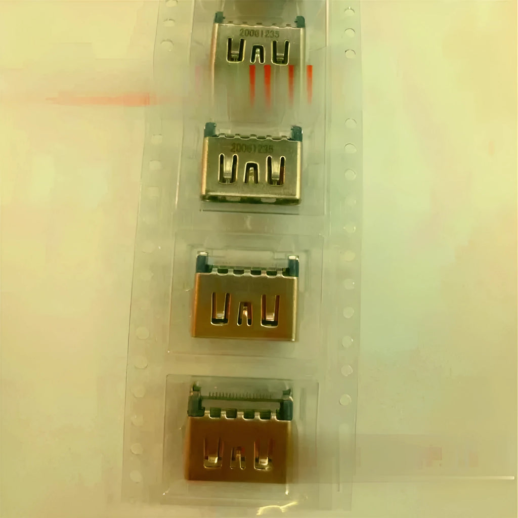 Silver metal HDMI host interface socket for device integration.