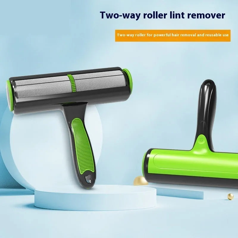 Automatic two-way sofa lint roller for pet hair removal in green, blue, or grey white