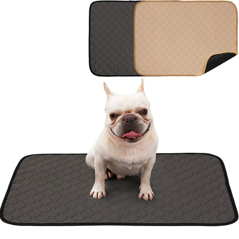 Reusable dog urine pad in beige with non-slip bottom and TPU waterproof layer, machine washable