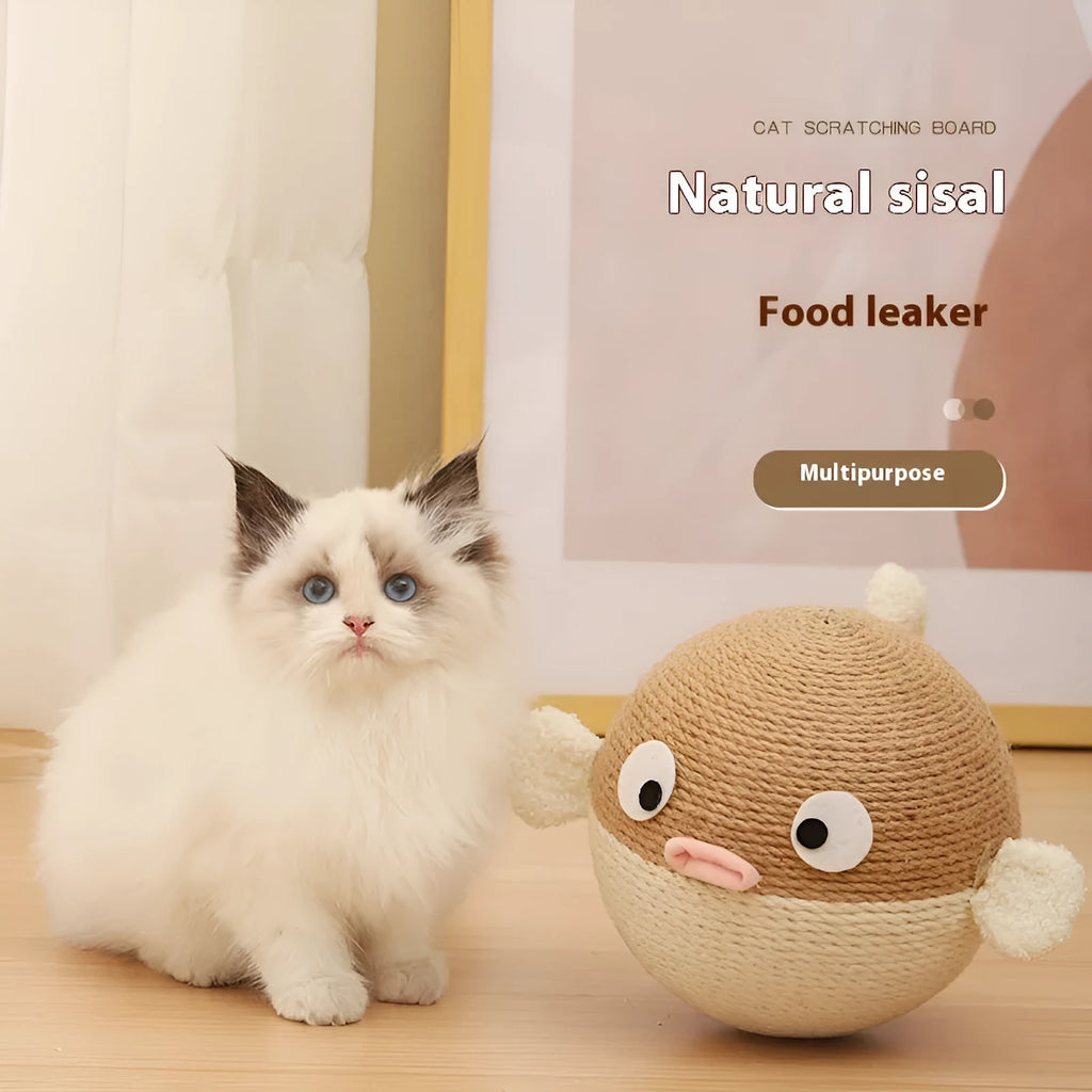 Sisal hemp puffer leakage feeder cube toy 15cm for dogs and cats