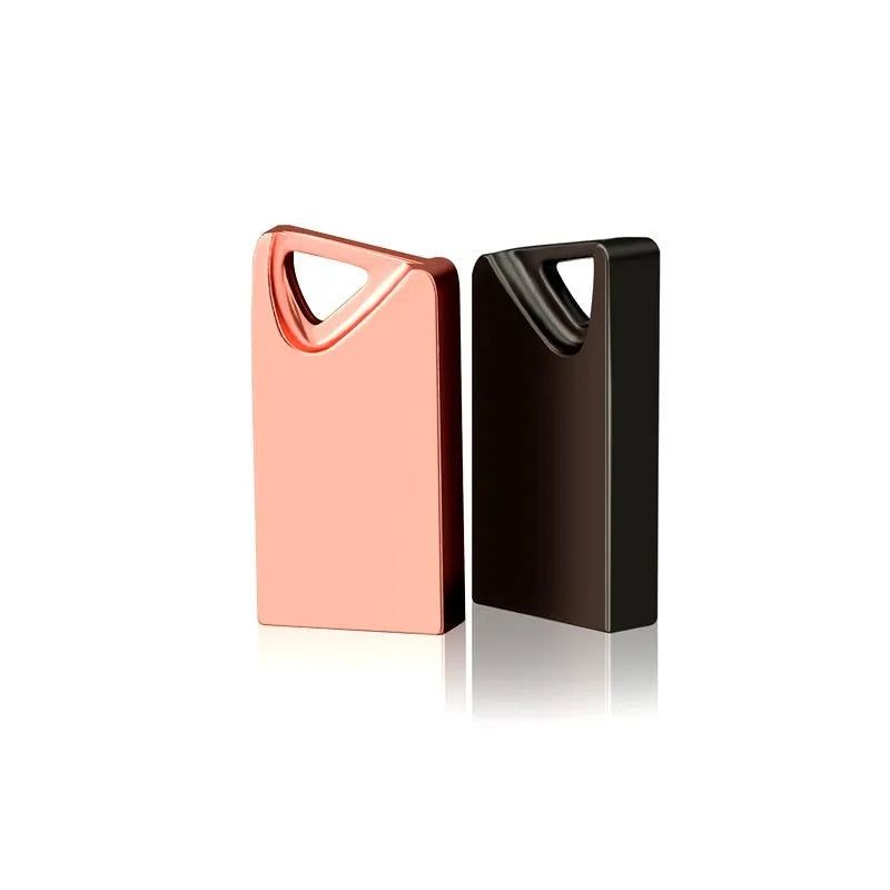 White mini metal USB flash drive with integrated laser pen feature.