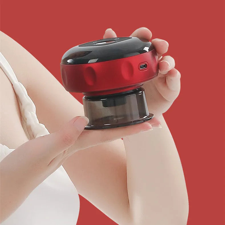 Blue electric vacuum cupping guasha massager with LED display and control buttons