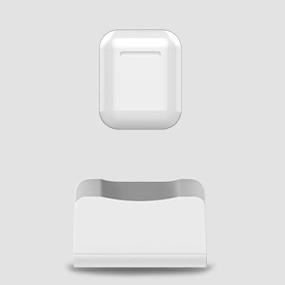 White headphone charging base with fashion design on desk