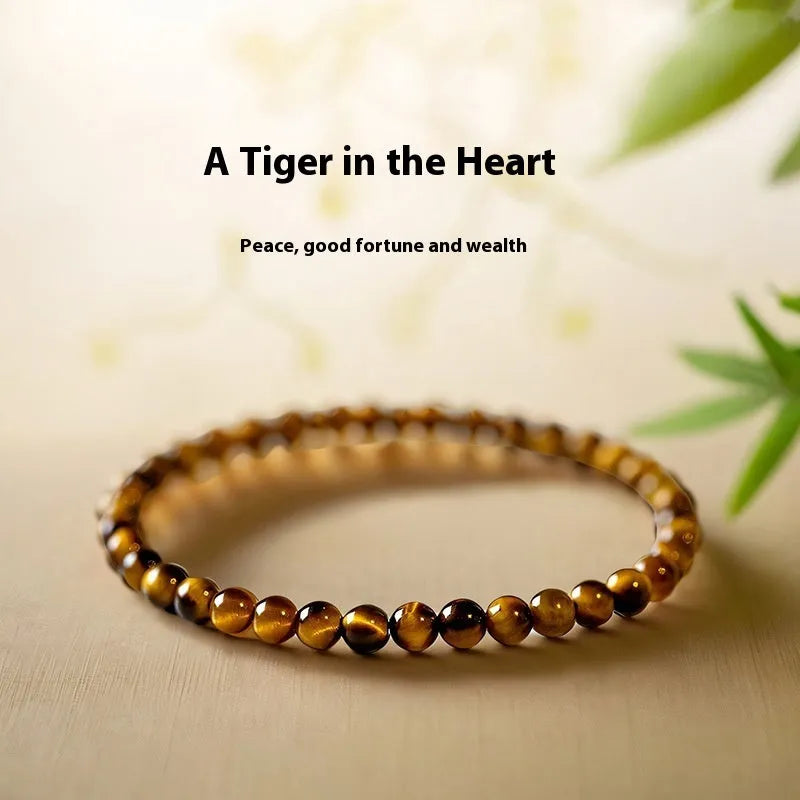 Tigereye stone bracelet with geometric round beads in New Chinese style design