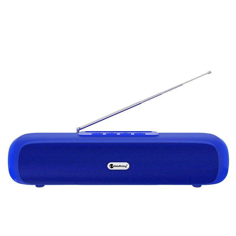 Wireless desktop subwoofer speaker in long strip design with metal grille
