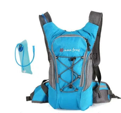 Sports outdoor bag with 10L capacity in black, blue, and orange, made from polyester, for bicycle riding and hiking