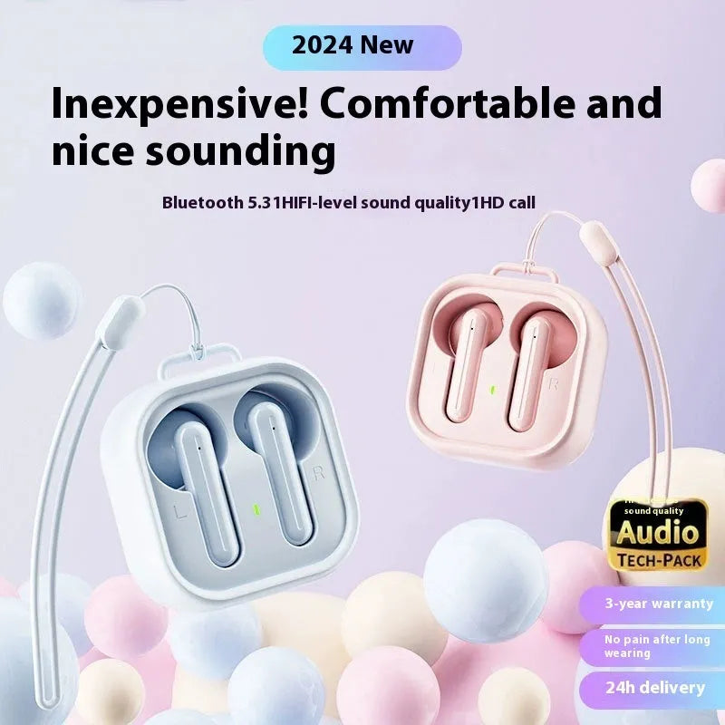 H19 private model mini wireless Bluetooth earbuds in black with noise reduction and charging case
