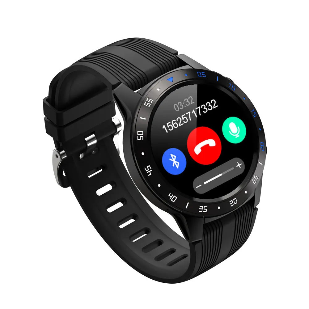 Sports mode card watch with 1.3 inch IPS touch screen, liquid silicone strap in black colour on wrist