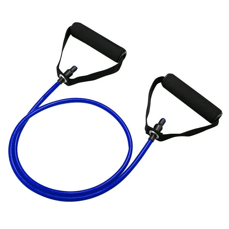 Adjustable chest expander with colour-coded TPE tension ropes: yellow, green, red, blue, black.