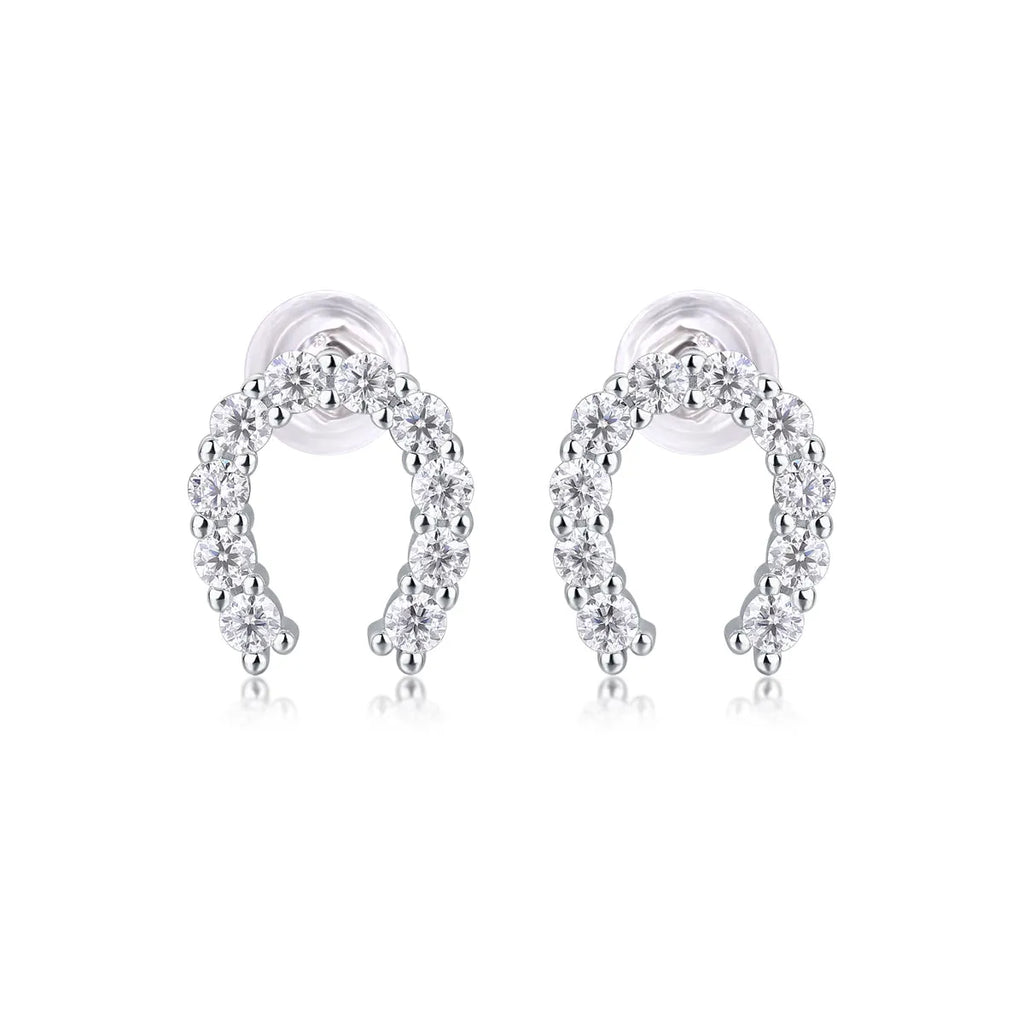 Two moissanite stud earrings on a white background, S925 silver with platinum plating, gift box included