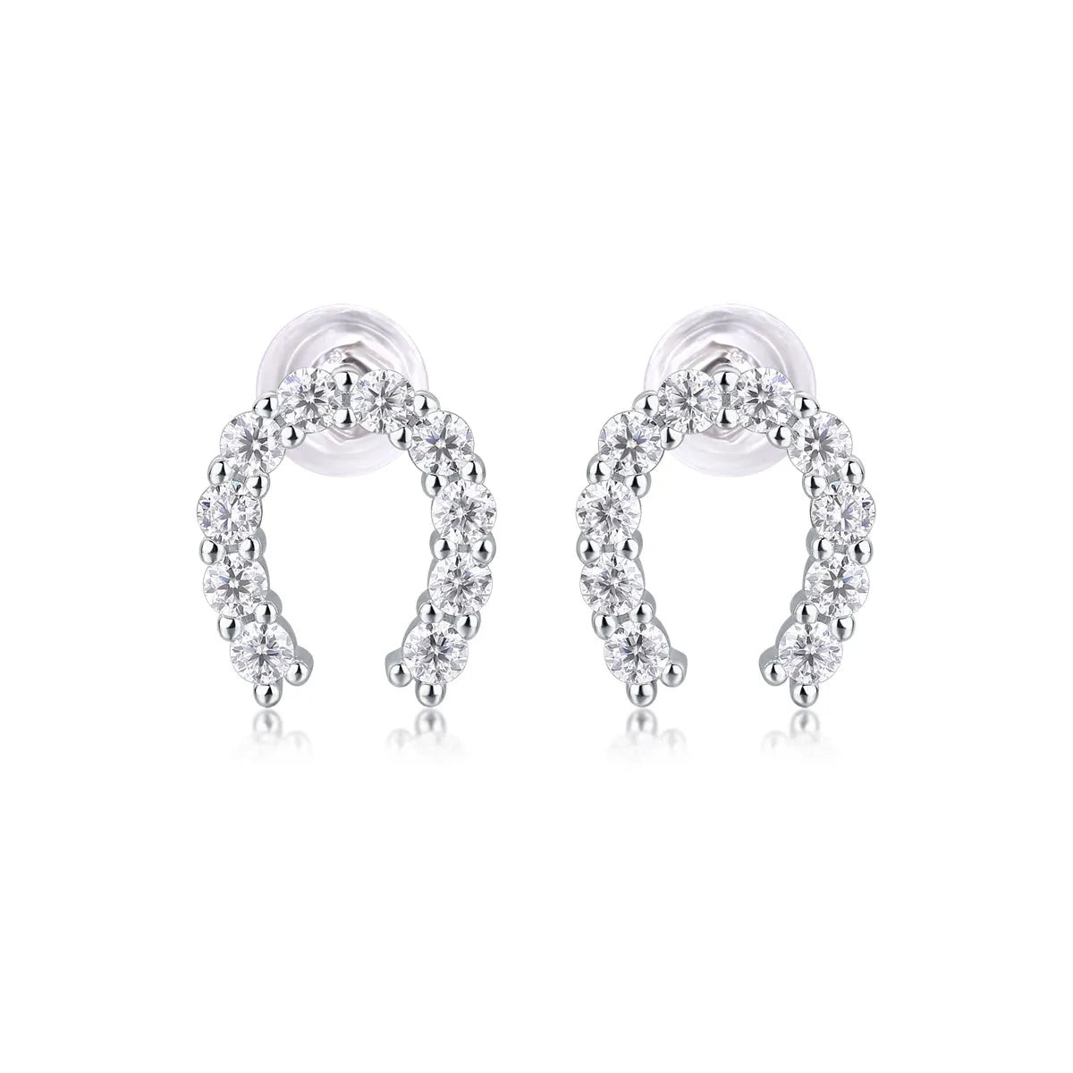 Two moissanite stud earrings on a white background, S925 silver with platinum plating, gift box included