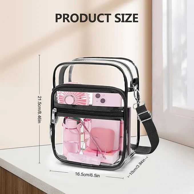 PVC cube style crossbody handbag in multiple colours, shown with adjustable strap.