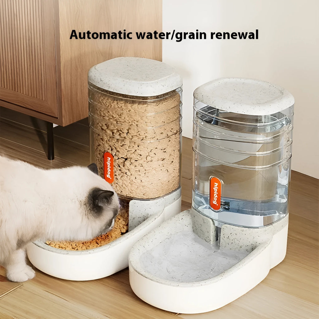 Automatic pet feeder or water fountain with 3.8L capacity in blue, green, grey, or pink colour.