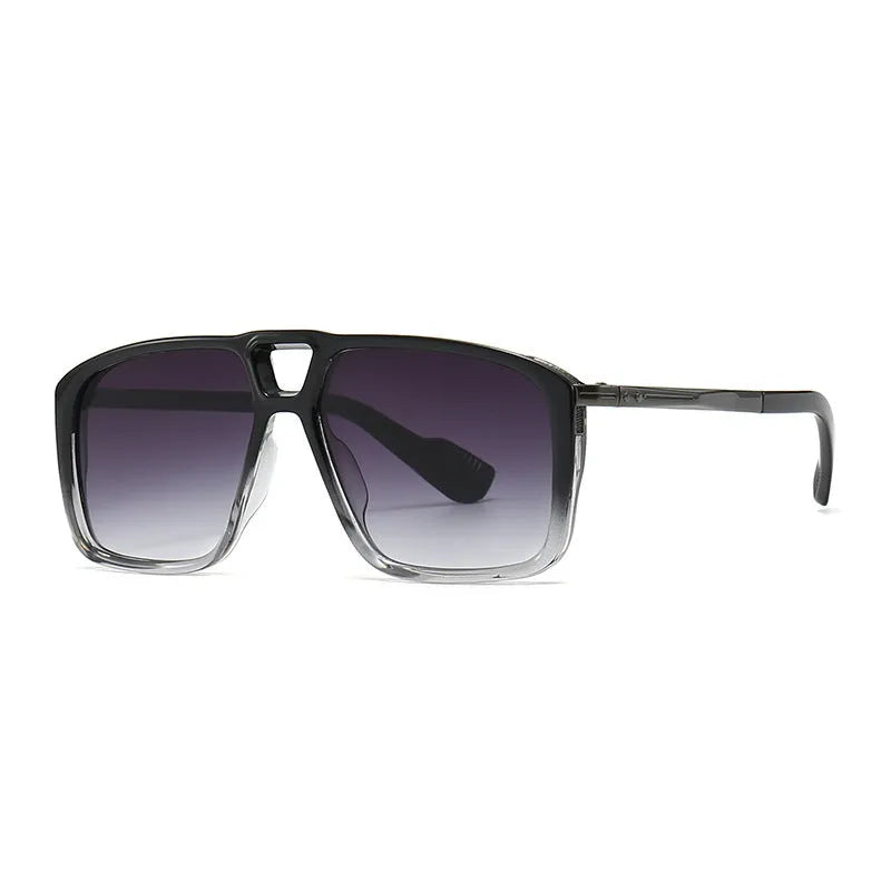 Men's retro double square sunglasses with plastic and metal frame in six colour options