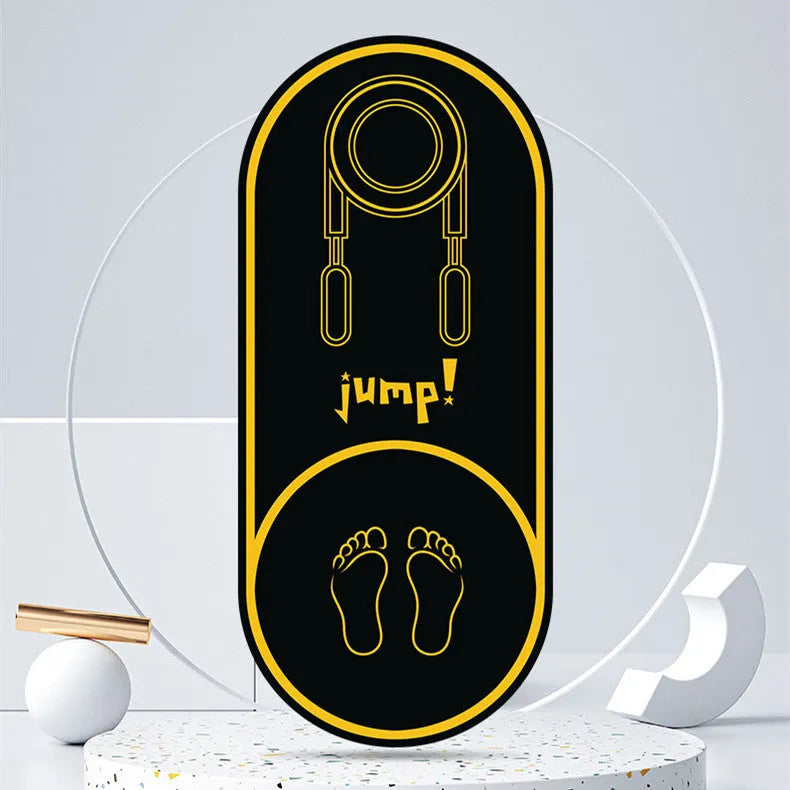 A black faux leather yoga mat showing its textured non-slip surface and 6mm thickness edge.