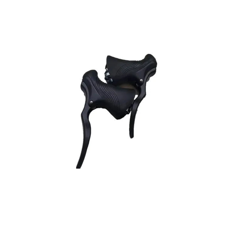 Pair of black aluminium alloy bicycle brake handles for 22.2mm and 23.8mm handlebars.