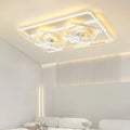 Modern thin suction ceiling fan lamp with acrylic light shade and plastic blades mounted on a white ceiling.