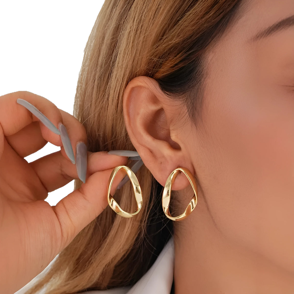 Irregular minimalist metal alloy earrings set of 5 styles for women commuting office wear