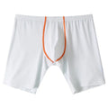 Men's nylon boxer shorts with a U-convex pouch design in multiple colours on a white background.