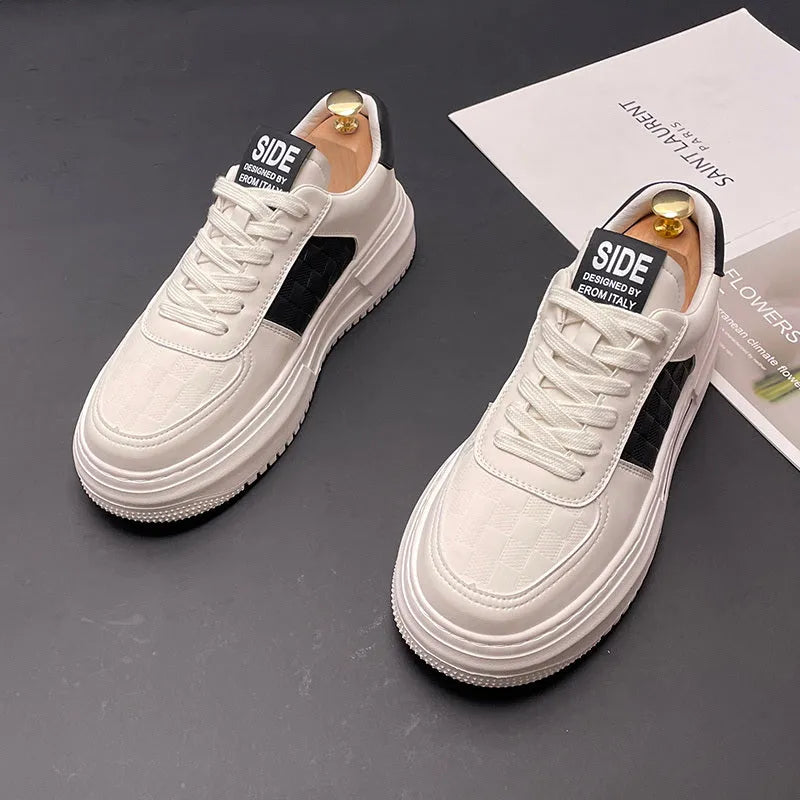 Unisex white, black, and green cloth sports casual shoes with rubber foam soles.