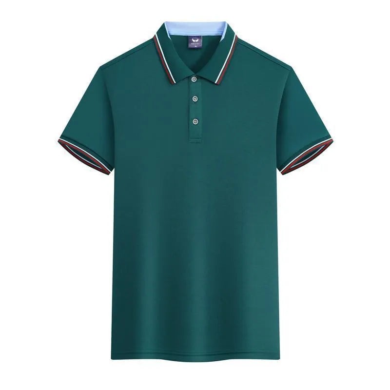 Slim fit ice silk quick-drying polo shirt in blue gray colour with short sleeves and collar