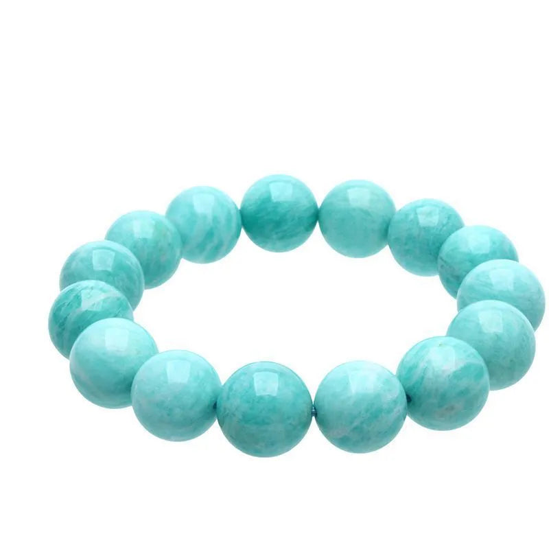 Natural amazonite gemstone bracelet with blue-green beads in unisex design