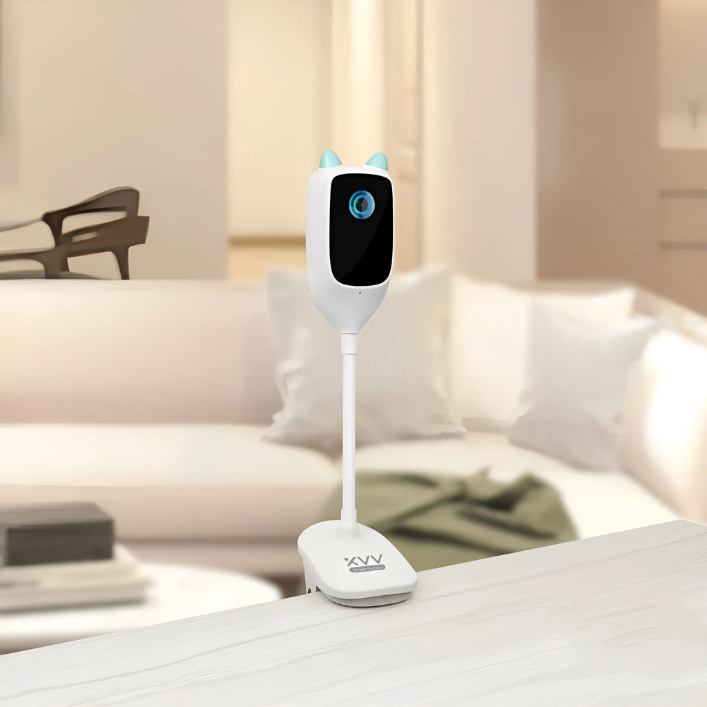 Xiaovv smart baby monitor white transparent 1080p night vision 150-degree wide angle camera frosted ABS shell