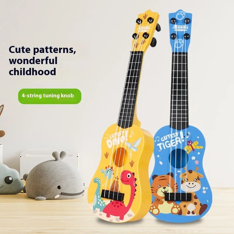 Children's plastic ukulele toy in yellow, 42cm long, for ages 4-6