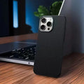 TPU phone case with leather pattern and frosted blade finish for Apple iPhone in black