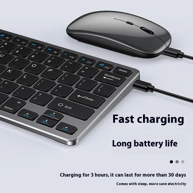 Ultra-thin wireless keyboard and mouse suit with rechargeable battery in black colour