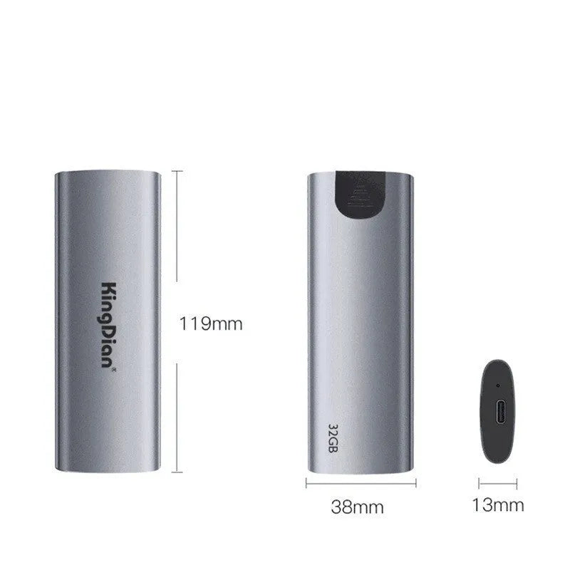 Grey mobile SSD with USB 3.0 interface for direct phone connection