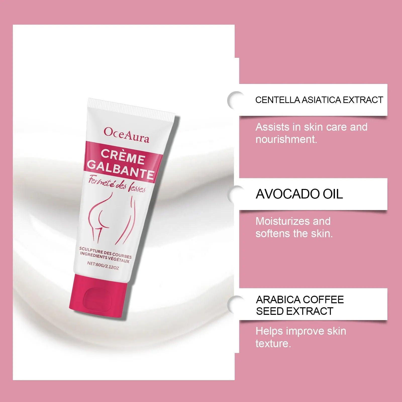 60g hip and neck tightening cream jar with natural fruit extracts