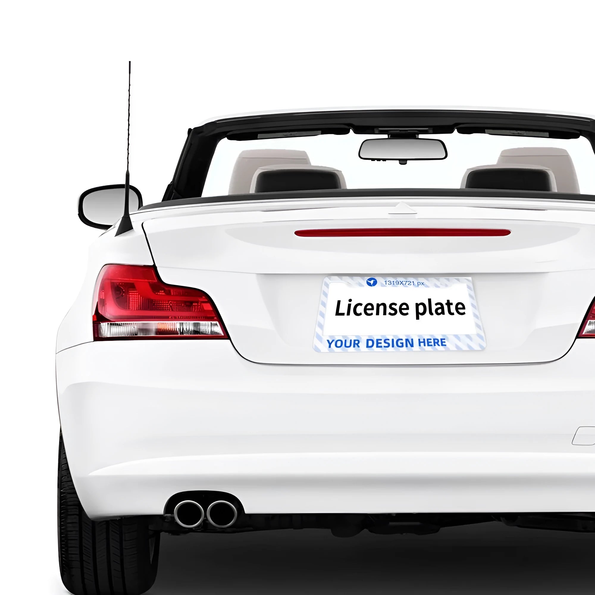 Pair of aluminium round hole license plate holders with custom print design, corrosion resistant, for front and rear car plates