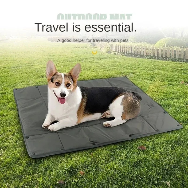 Portable 3-in-1 dog travel bed in black, collapsible with water resistant outer shell for small dogs
