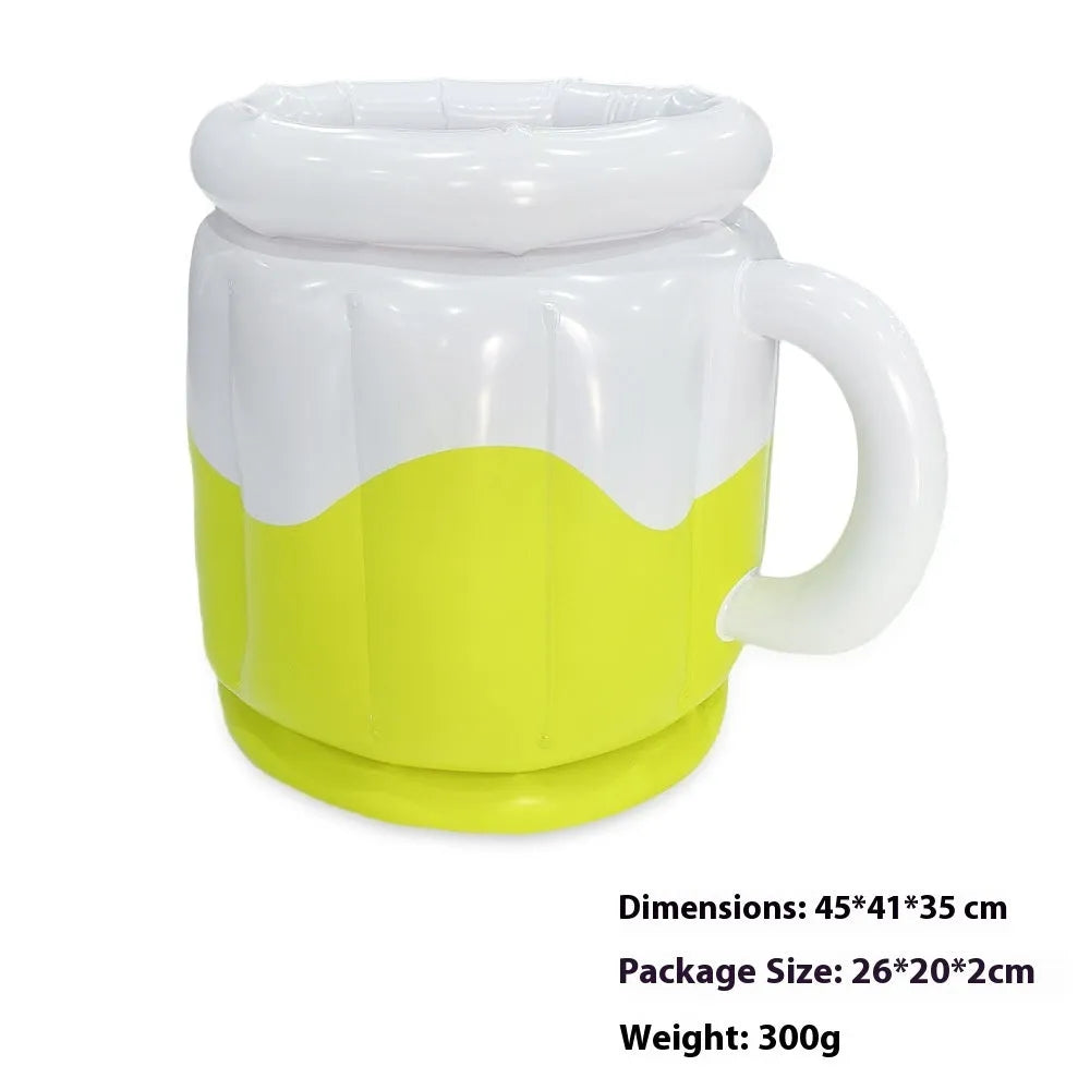 Yellow PVC inflatable ice bucket designed for outdoor parties and camping trips