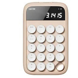 Liquid foundation coloured wireless mechanical keyboard set with mouse, desk lamp, and calculator.