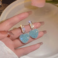 Pink and blue candy stud earrings with peach and heart charms for women