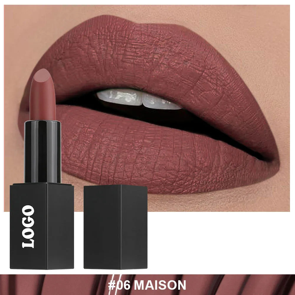 Beauty Does Not Fade matte finish lipstick in one of 24 colours with waterproof anti-discoloration formula.