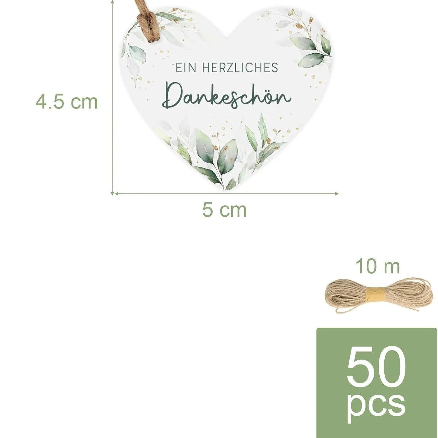 Set of 50 flower heart-shaped paper gift tags in two colour style options.
