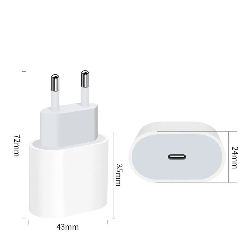 PD20W mobile phone charger with USB port in American or European colour options