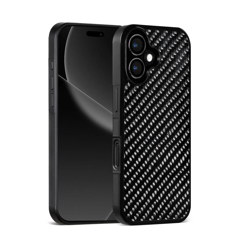 17 Series Twill Black mobile phone case for iPhone models 12 to 17 with textured black finish