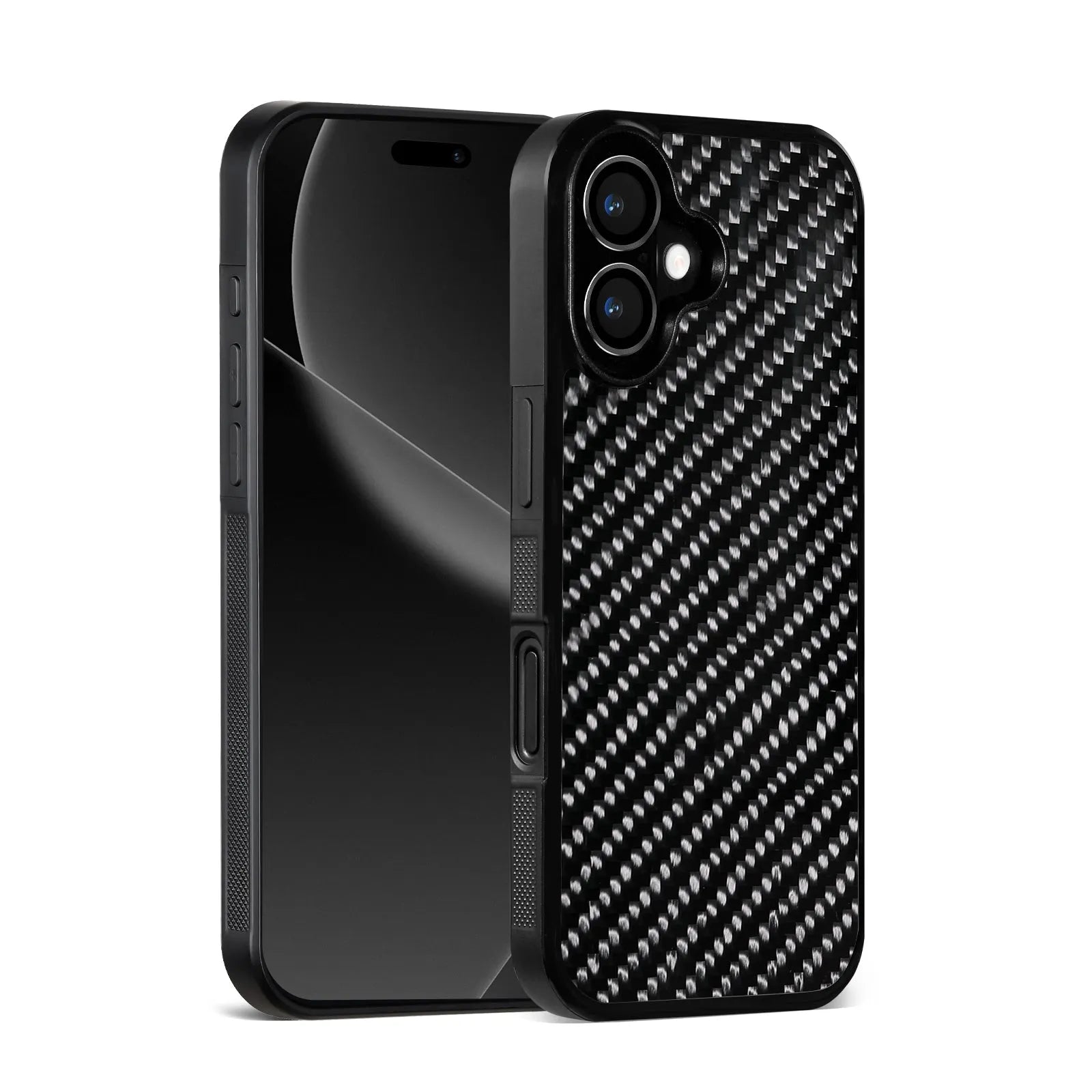 17 Series Twill Black mobile phone case for iPhone models 12 to 17 with textured black finish
