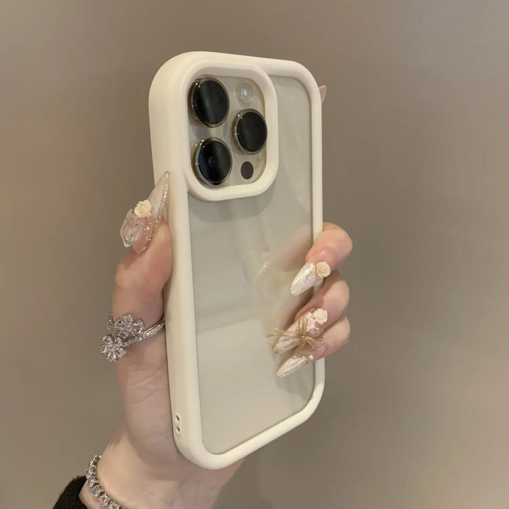 Advanced solid colour transparent drop-resistant acrylic phone case for Apple iPhone showing black edge design